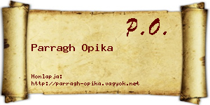 Parragh Opika névjegykártya